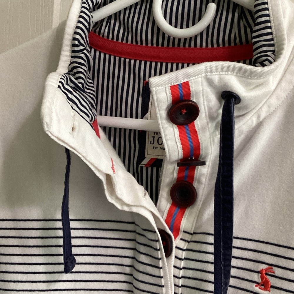 Joules White and Navy Striped Sweatshirt - Picture 2 of 5
